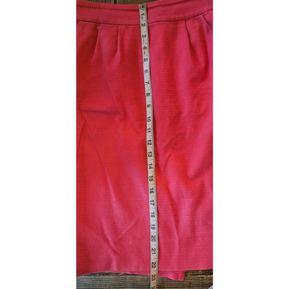 Banana Republic Womens Pencil Skirt 2 Hot Pink Cotton Pleated Back Slit Classic - Picture 9 of 9